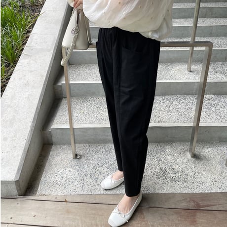 Linen taperd pants(Black)