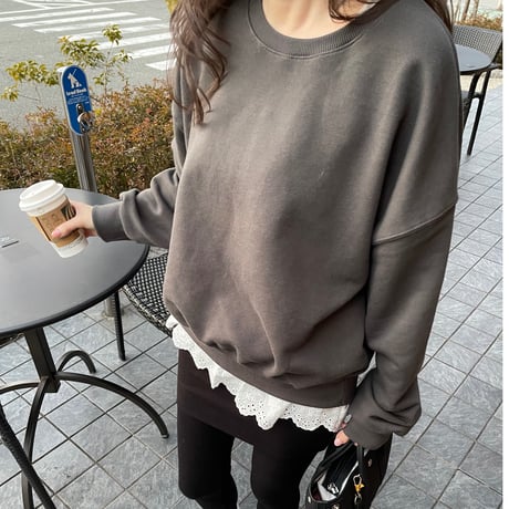 Layered lace sweat(Charcoal gray)