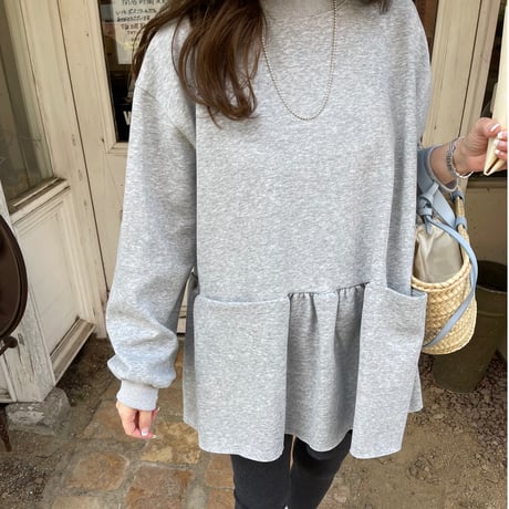 Wide pocket sweat tops(Gray)