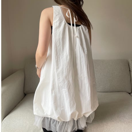 Balloon chiffon mini onepiece(White)