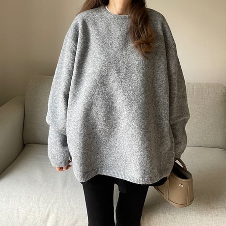 Over size wool knit(Gray)