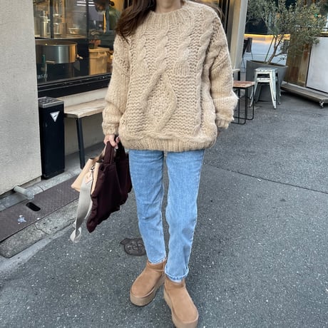 Low gauge volume knit(Beige)