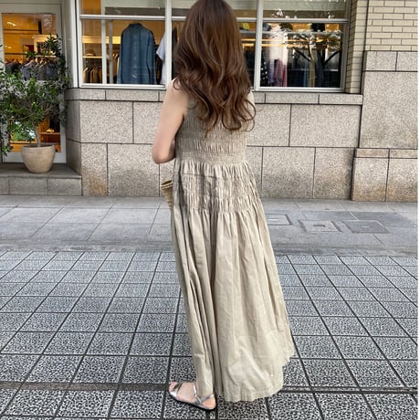 Shirring onepiece(Khaki)