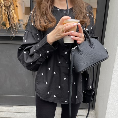 Leather mini sholder bag(Black)