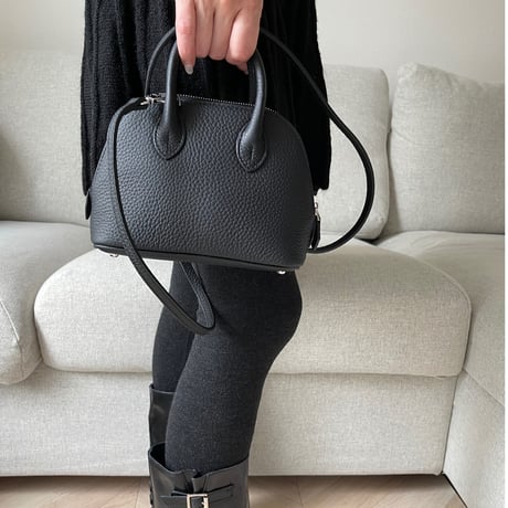 Leather mini sholder bag(Black)
