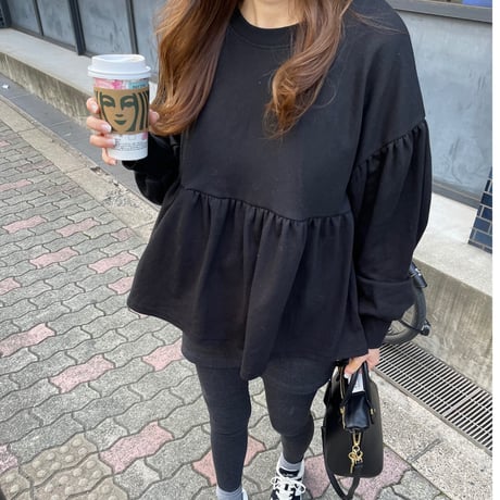 Balloon sleeve pullover (Black)