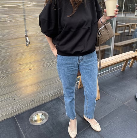 High-waist taperd denim(Blue)