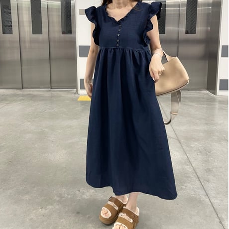 Sholder frill long onepiece