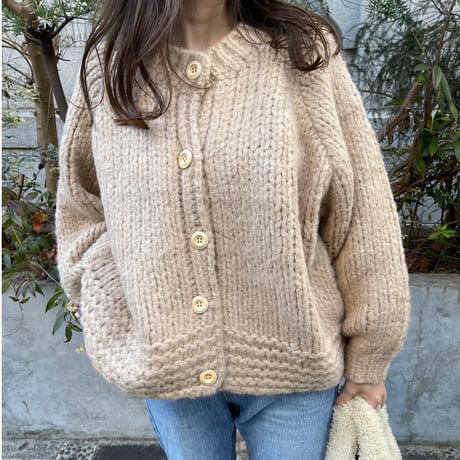 Low gauge volume cardigan(Beige)