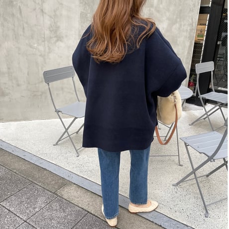 Fleece v-neck pullover(Navy)