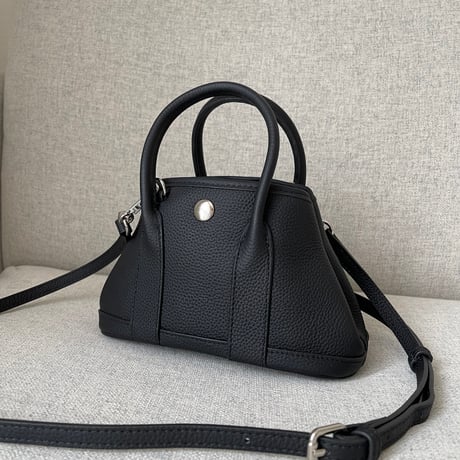 Leather mini tote bag(Black)