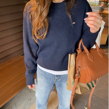 Gold plate basic knit(Navy)