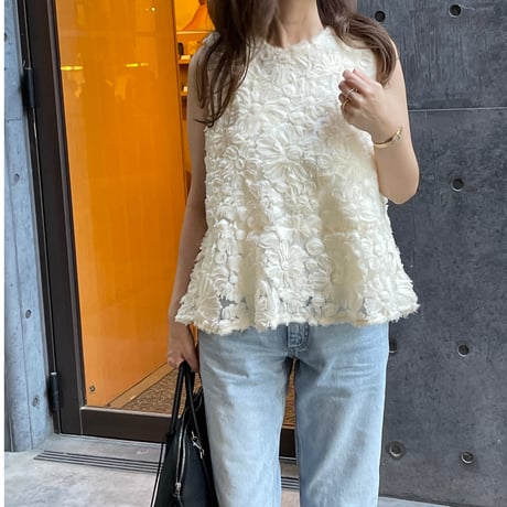 【6月再販】Flower tulle lace tops