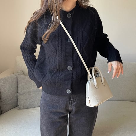 Argyle knit cardigan(Black)