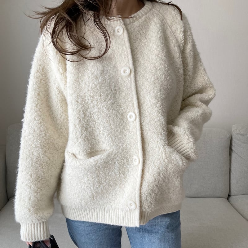 eaphiFRONT BOUCLE KNIT CARDIGAN【STORE限定】 Bouclé knit cardigan (Ivory) | K