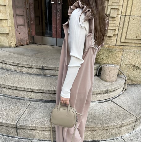 Leather mini square bag(Greige)