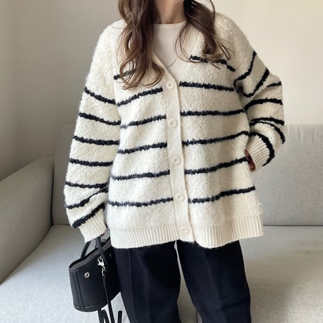 Boa wool boader cardigan(Ivory)