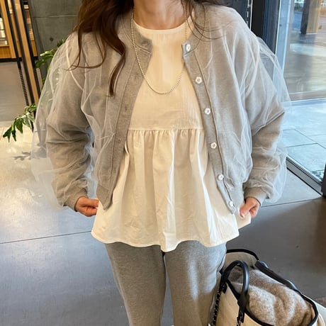 Balloon sleeve teard blouse(White)