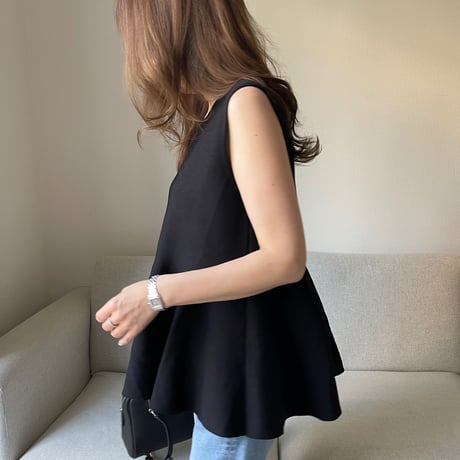 Flare knit pullover(Black)
