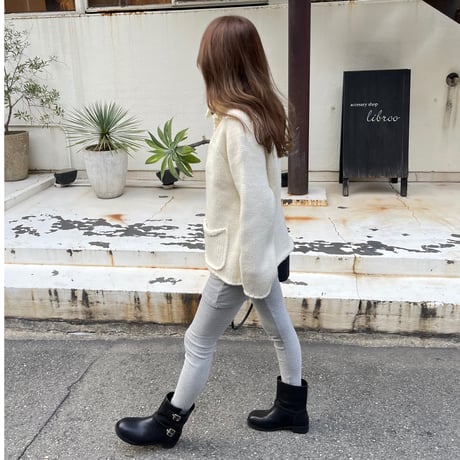 Stand collar volume cardigan(Ivory)