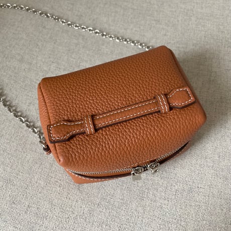 Leather mini pochette(Camel)