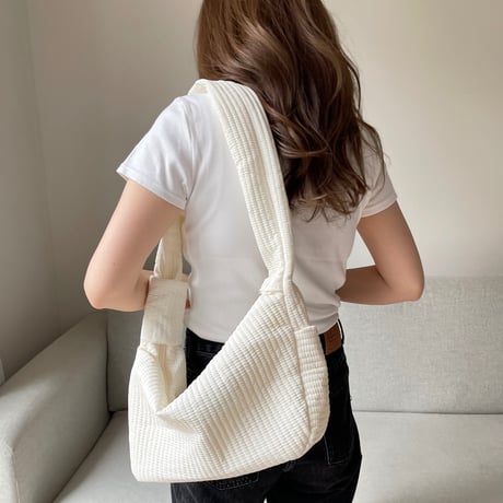Quilting croissant bag(White)