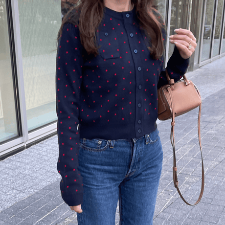 Dot pocket cardigan