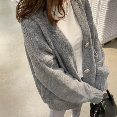Over size pocket cardigan (Gray)