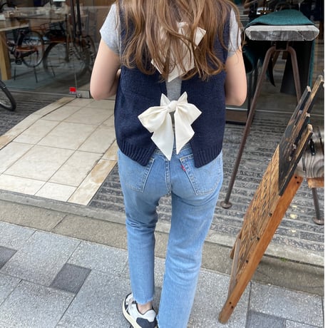 Back Ribbon Vest (Navy)