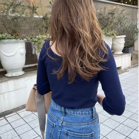 2way waffle tops(Navy)