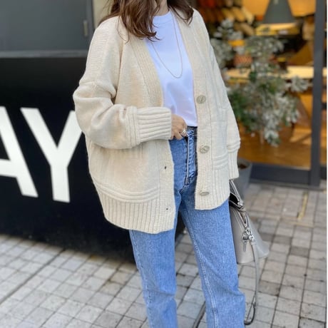 Over size pocket cardigan (Ivory)