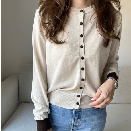 Bicolor cardigan(Beige)