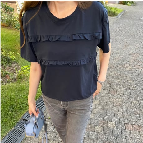 Dowble frill t-shirts(Navy)