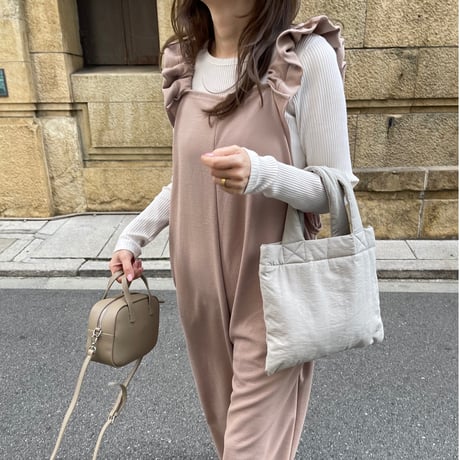 Sholder frill salopetto(Beige)