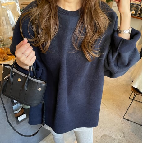 Fleece wide pullover(Navy)