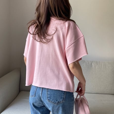 Cropped sweat tops(Pink)