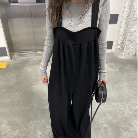 Wide pants salopetto(Black)