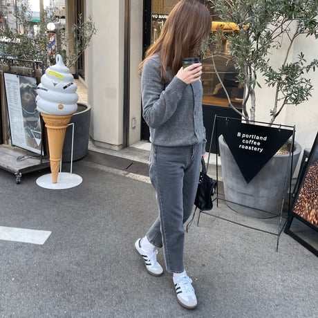 Straight fit ankle denim(Gray)