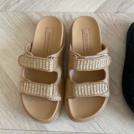 Raffia double strap sandals