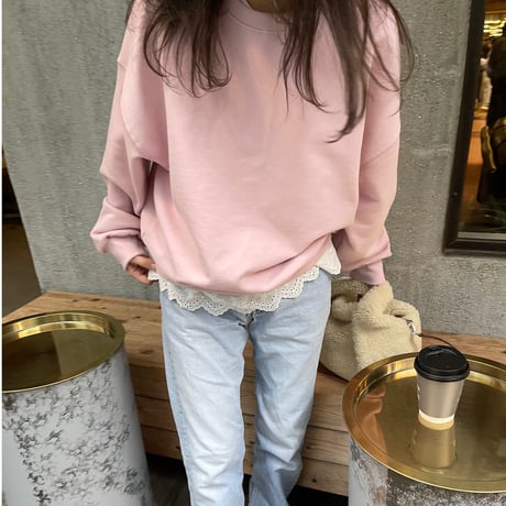 Layered lace sweat(Pink)