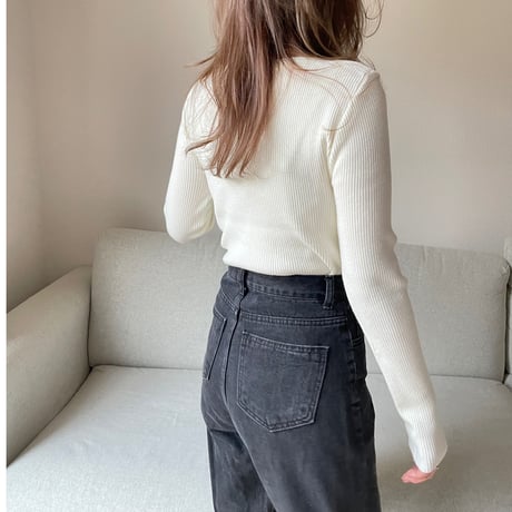 Boat neck rib knit(Ivory)