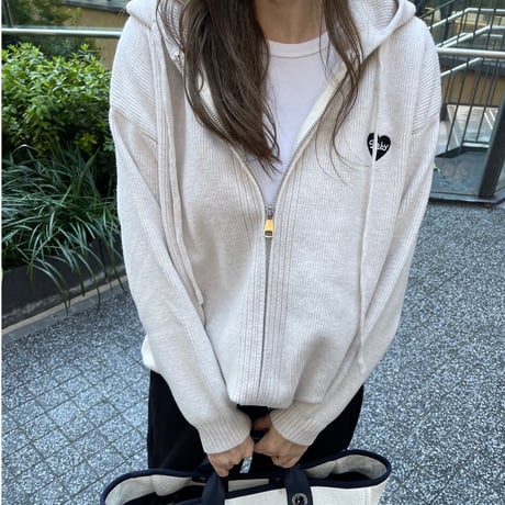 Heart knit foodie (Beige)
