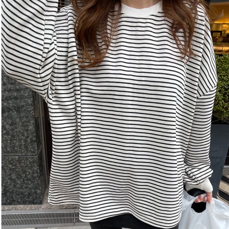 Border long t-shirts(Ivory)
