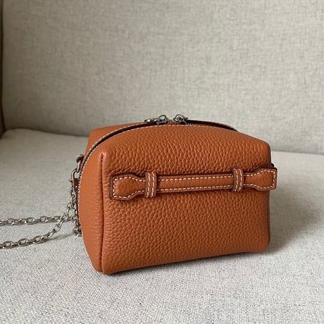 Leather mini pochette(Camel)