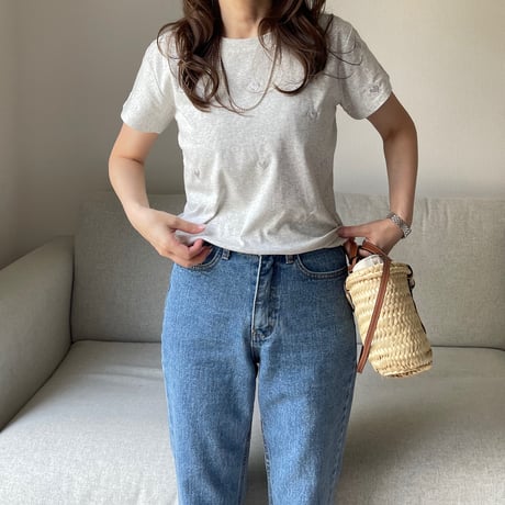 Heart basic t-shirts(Light gray)