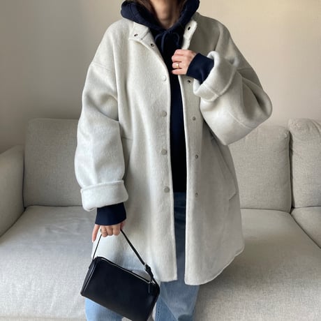 【Hand made】Wool 100% Over coat(Ivory)
