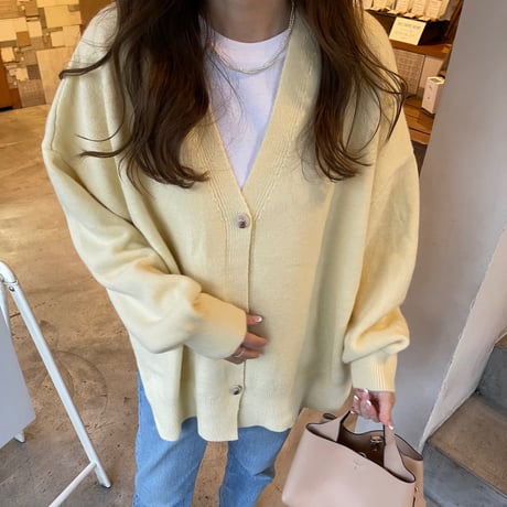 Side slit over cardigan(Yellow)
