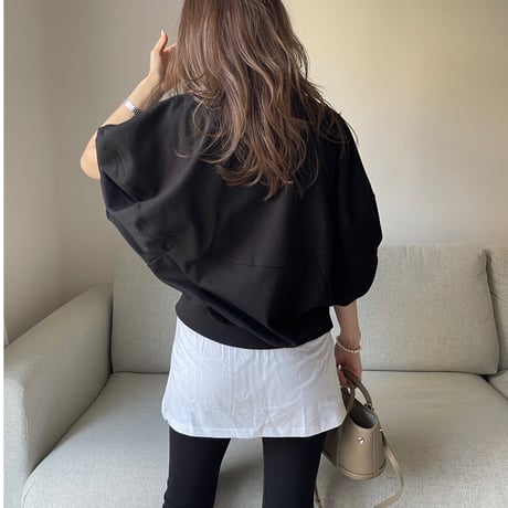 Wide balloon sweat tops(Black)