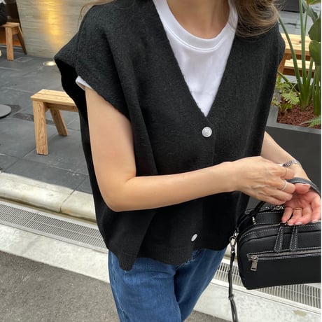 Wide cocoon vest(Black)