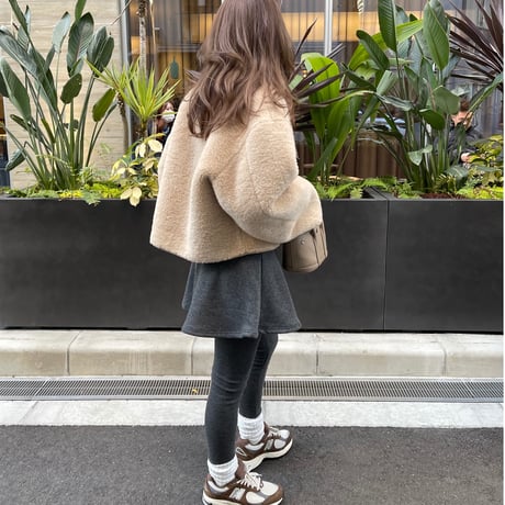 Boa cocoon sleeve jacket(Camel)